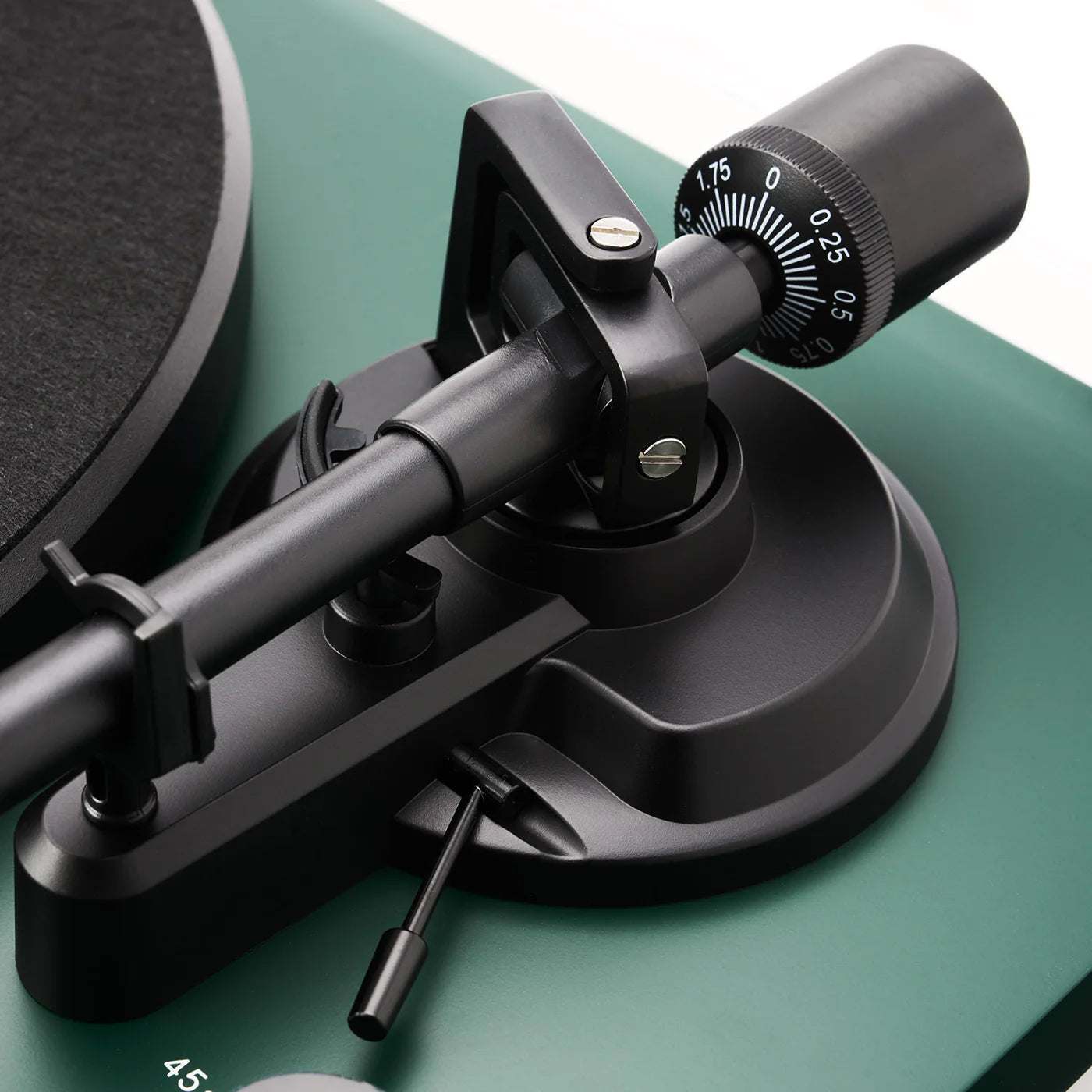Argon Audio TT MK2 turntable with sleek black finish and tonearm, showcasing its modern design and vinyl playback features.