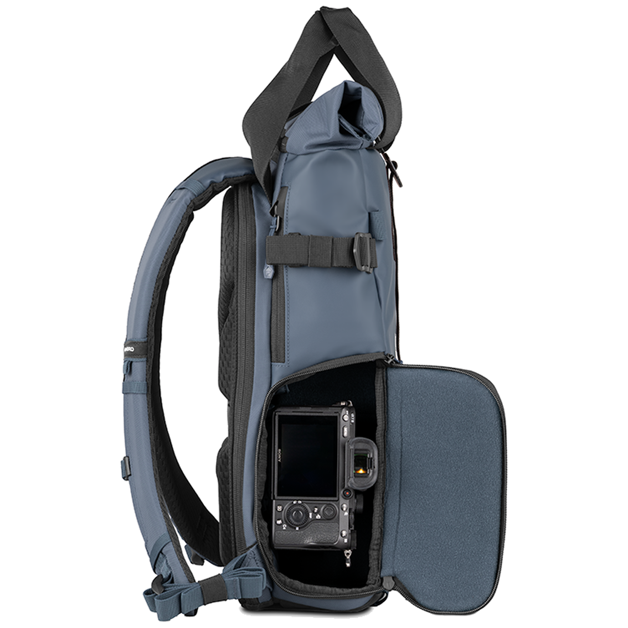 Aegean blue Wandrd Prvke 15L photo bundle camera bag with side access for easy gear retrieval.