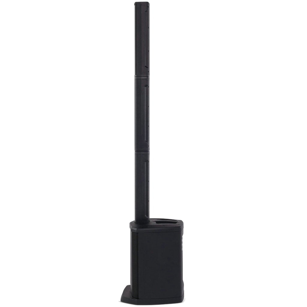 Right side view of Alto Professional TS108C active column speaker showing sleek black design and control panel.
