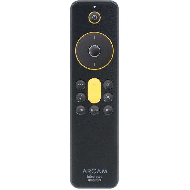 Arcam A15+ stereo amplifier, B-Stock, with sleek black design and control knobs on the front panel.