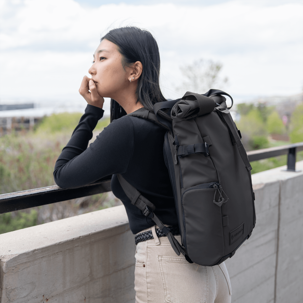 Wandrd Prvke 15L photo bundle in black, showcasing a versatile camera bag with compartments for video equipment and accessories.