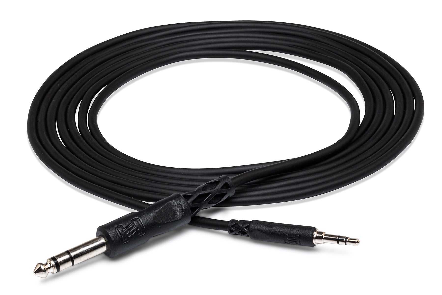 Hosa CMS-100 3.5mm TRS - 6.3mm TRS Stereo cable, full coiled cable view