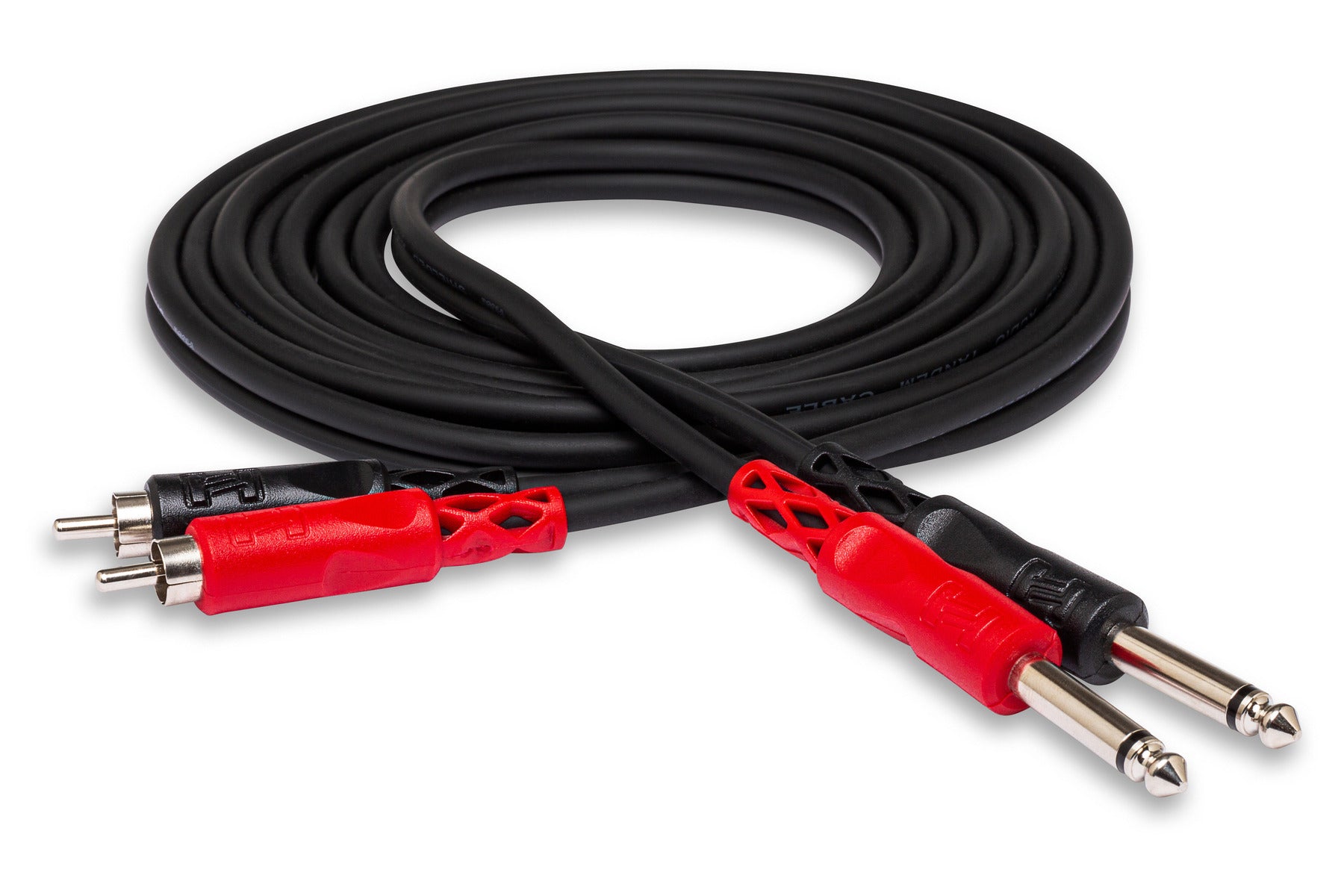 Hosa CPR-200 6.3mm TS - Dual RCA Stereo cable, full coiled cable view