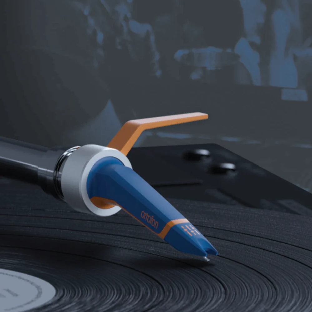 Pair of Ortofon Concorde DJ MK2 turntable cartridges with a protective case, designed for professional DJ turntables.
