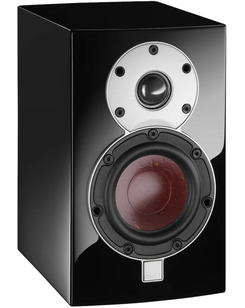 Black DALI Menuet passive bookshelf speakers with sleek design and compact form, ideal for high-quality home audio.