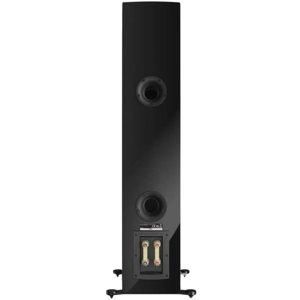 DALI Rubikore 6 passive floorstanding speakers with sleek black cabinets and multiple drivers for rich, immersive sound.