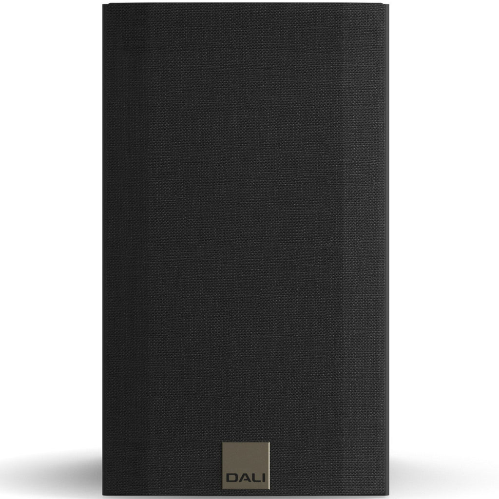 Black DALI Dali Opticon 1 MK2 passive bookshelf speakers set against a neutral background.