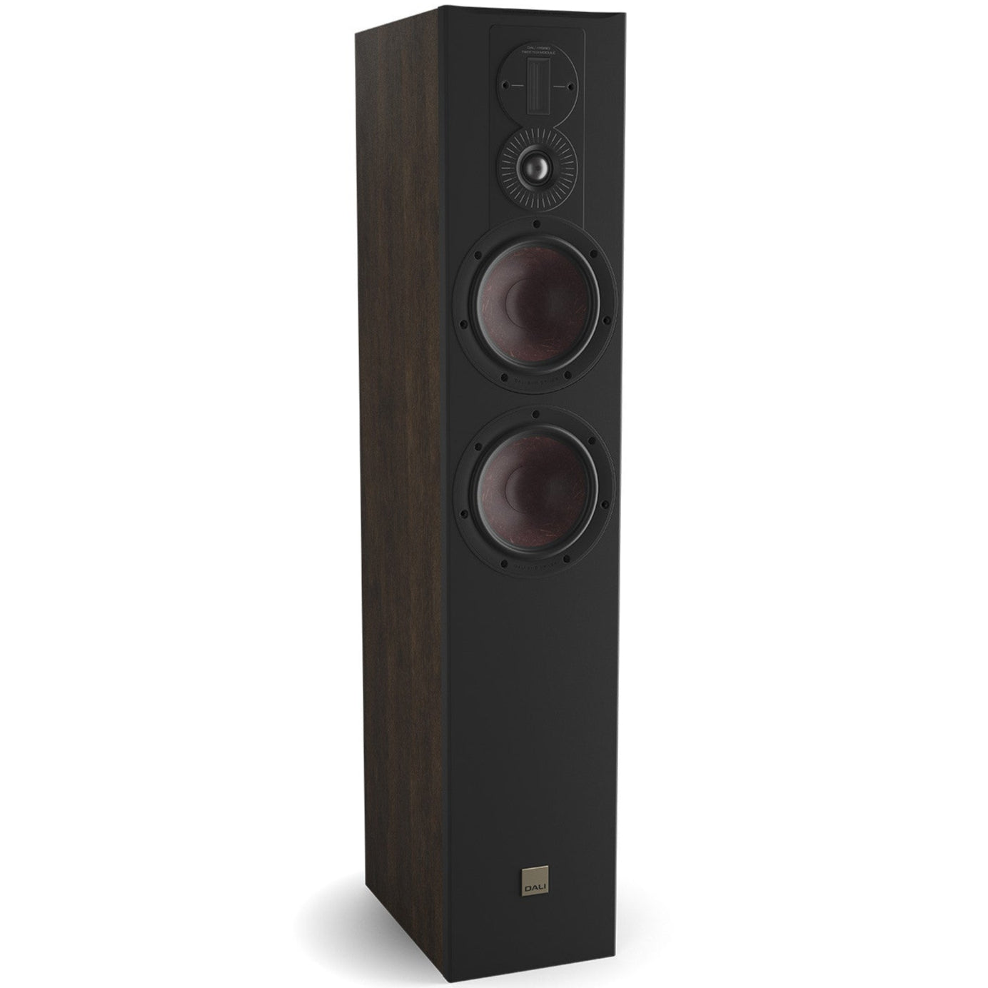 DALI Opticon 6 MK2 passive floorstanding speakers with black finish and sleek design, shown from the front.