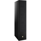 Black DALI Opticon 8 MK2 passive floorstanding speaker with angled grille, showcasing its sleek design and tall, modern profile.