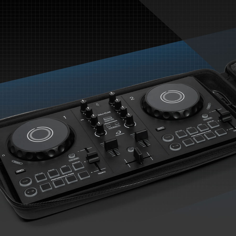 AlphaTheta DJC-FLX2 DJ hard case with foam interior and secure latches designed for DDJ-FLX2 DJ controller.
