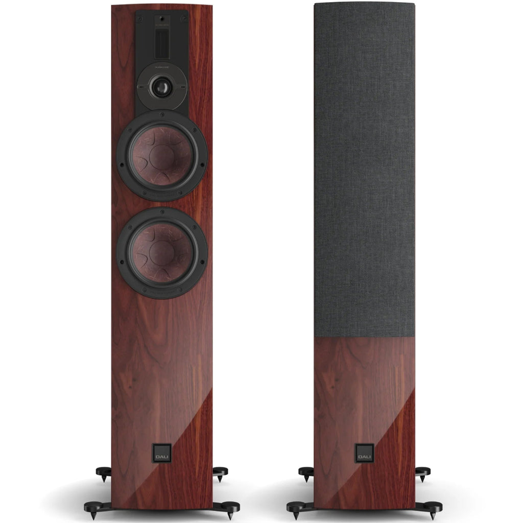 DALI Rubikore 6 passive floorstanding speakers with sleek black cabinets and stylish design, ideal for high-quality home audio.