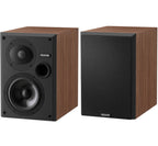 Epos ES-7N passive bookshelf speakers with sleek black cabinets and detailed driver components.