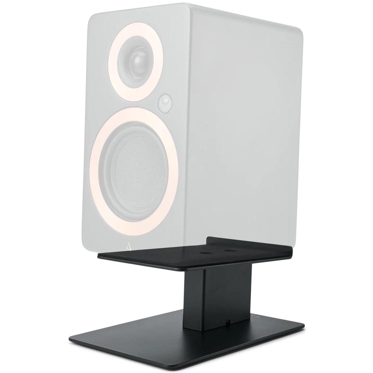 Essentials Kontur 10 speaker stands in black, featuring sturdy construction and adjustable height for optimal audio setup.