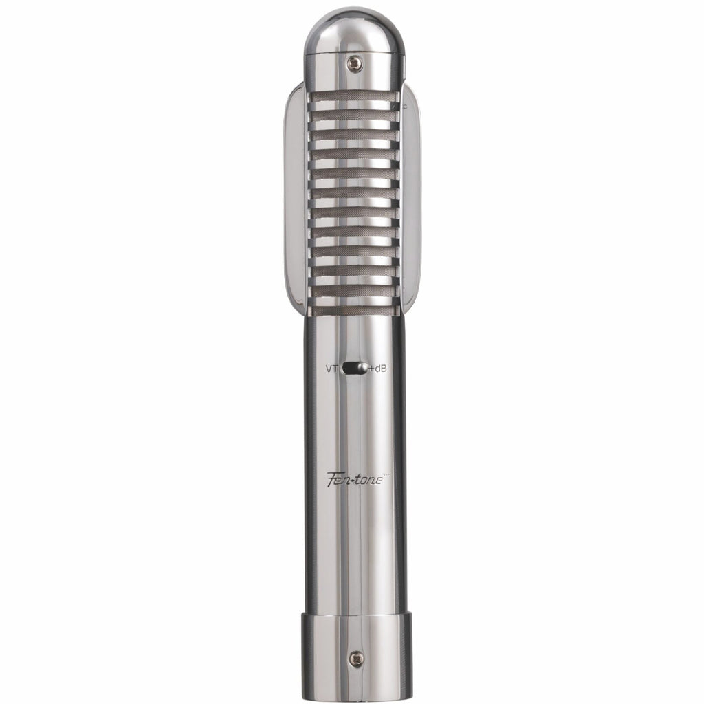 Warm Audio Fen-tone ribbon microphone shown from the front, highlighting its vintage-inspired design and build quality.