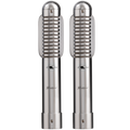 Warm Audio Fen-tone stereo ribbon microphones shown in a front view, highlighting the dual microphone design for high-quality audio recording.