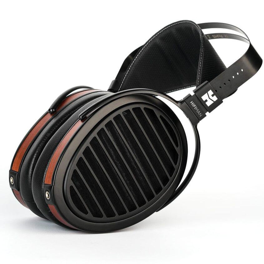 HiFiMAN Arya Organic wired headphones with open-back design and plush ear cushions, showcasing high-fidelity audio quality.