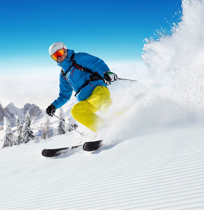 Instamic Pro Plus C Mono portable recorder mounted on skier's helmet for high-quality outdoor audio capture.