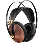 Meze Audio 99 Classics 2nd Gen wired headphones featuring wooden ear cups and a sleek black headband.