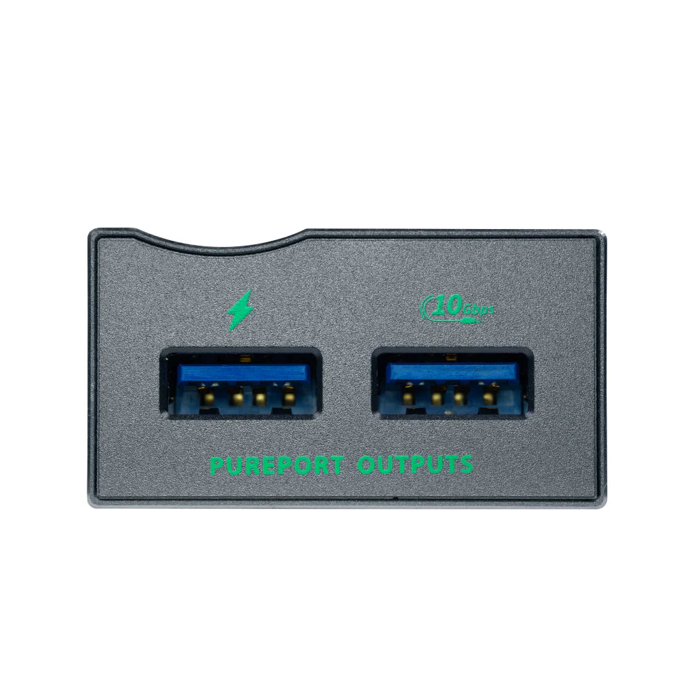 SilentPower USB iPurifier Pro noise filter and conditioner, compact device with LED indicator, designed to reduce electrical noise.