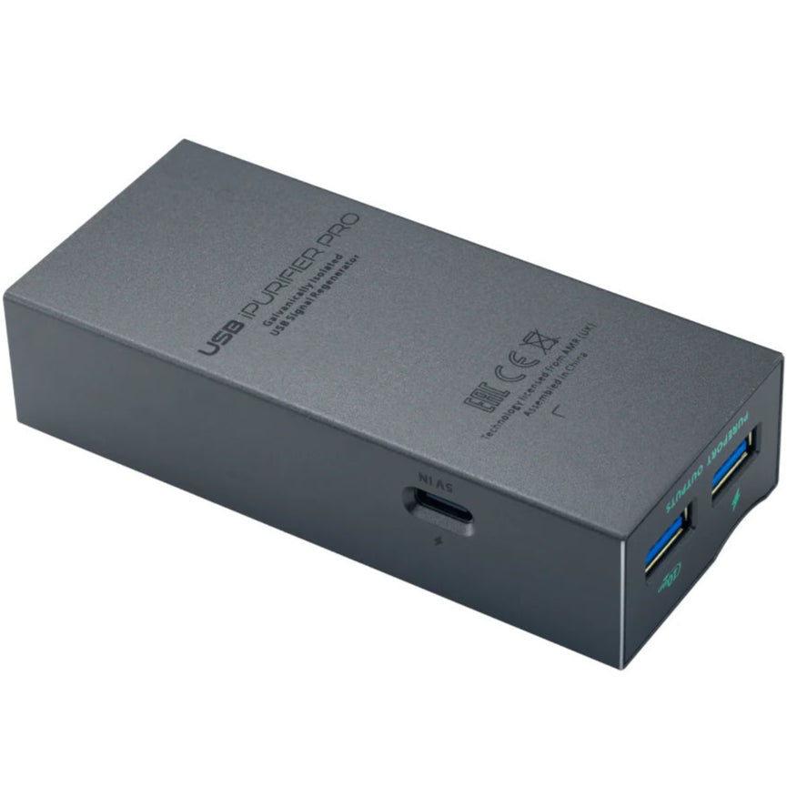 SilentPower USB iPurifier Pro noise filter and conditioner device shown with sleek design and USB connection port.