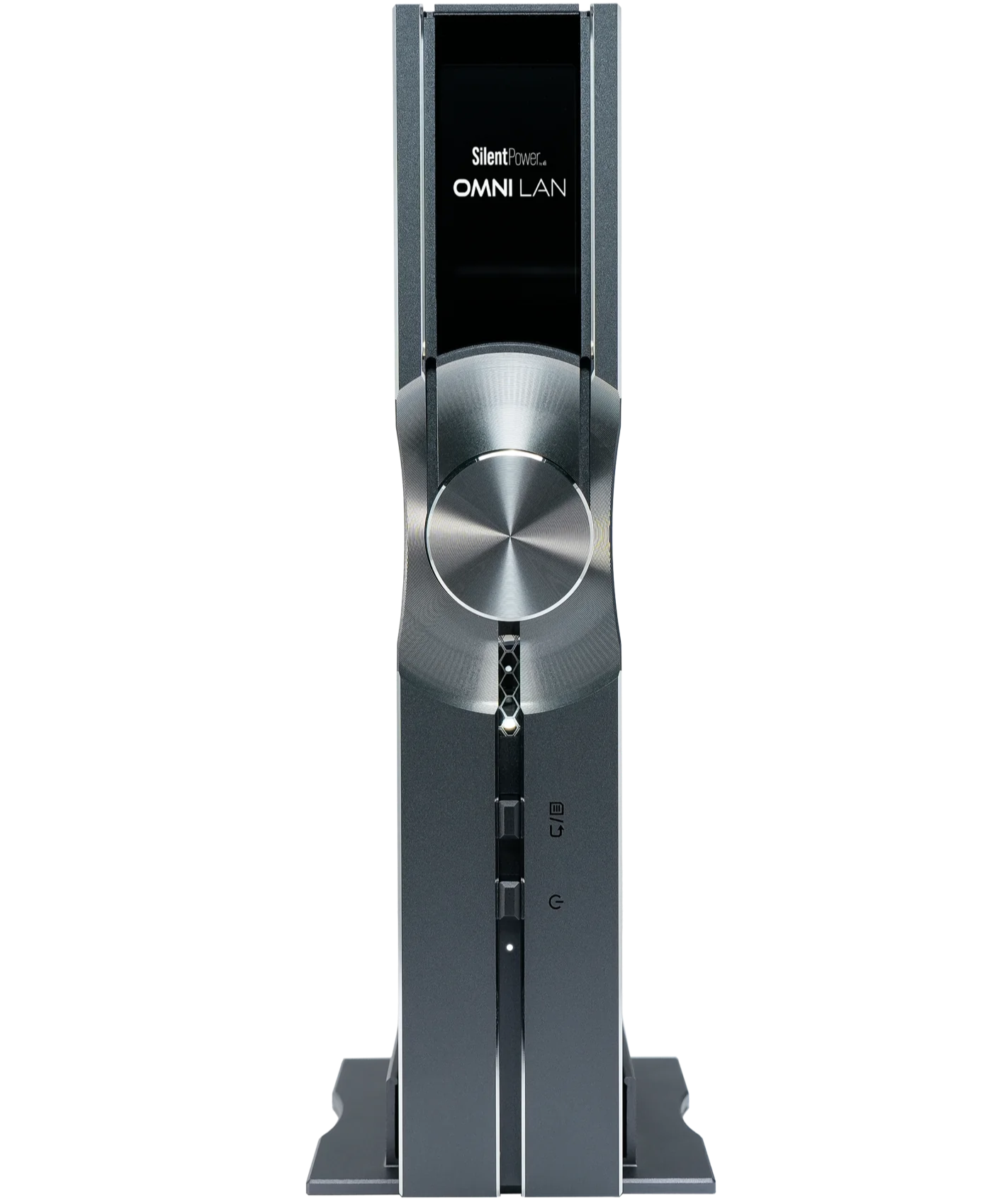 SilentPower OMNI LAN noise filter and conditioner for network devices, designed to reduce interference and improve signal quality.