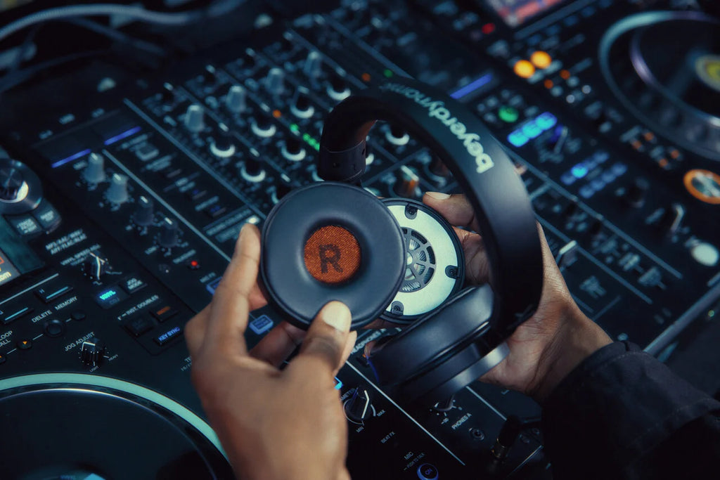 Beyerdynamic DJ 300 Pro X DJ headphones with over-ear design, black color, and padded ear cups for professional audio mixing.
