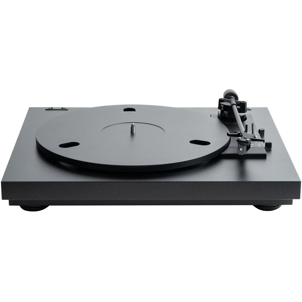 Pro-Ject Automat A1.2 turntable with sleek design, tonearm and platter visible, showcasing modern audio equipment for vinyl listening.