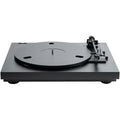 Pro-Ject Automat A1.2 turntable with sleek design, tonearm and platter visible, showcasing modern audio equipment for vinyl listening.