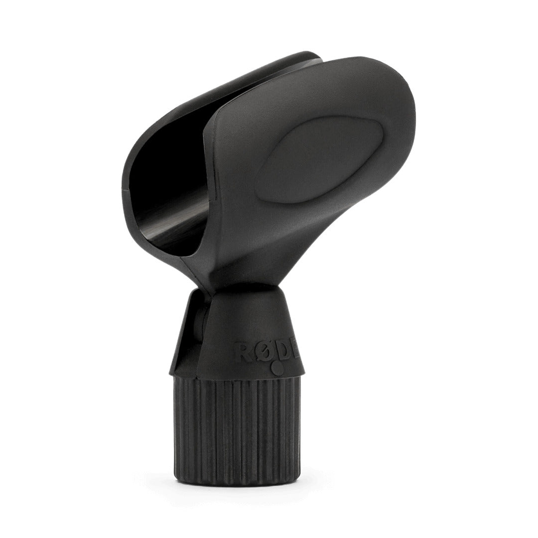 Rode NT3 condenser microphone with RM3 shock mount, shown from a three-quarter back angle on a neutral background