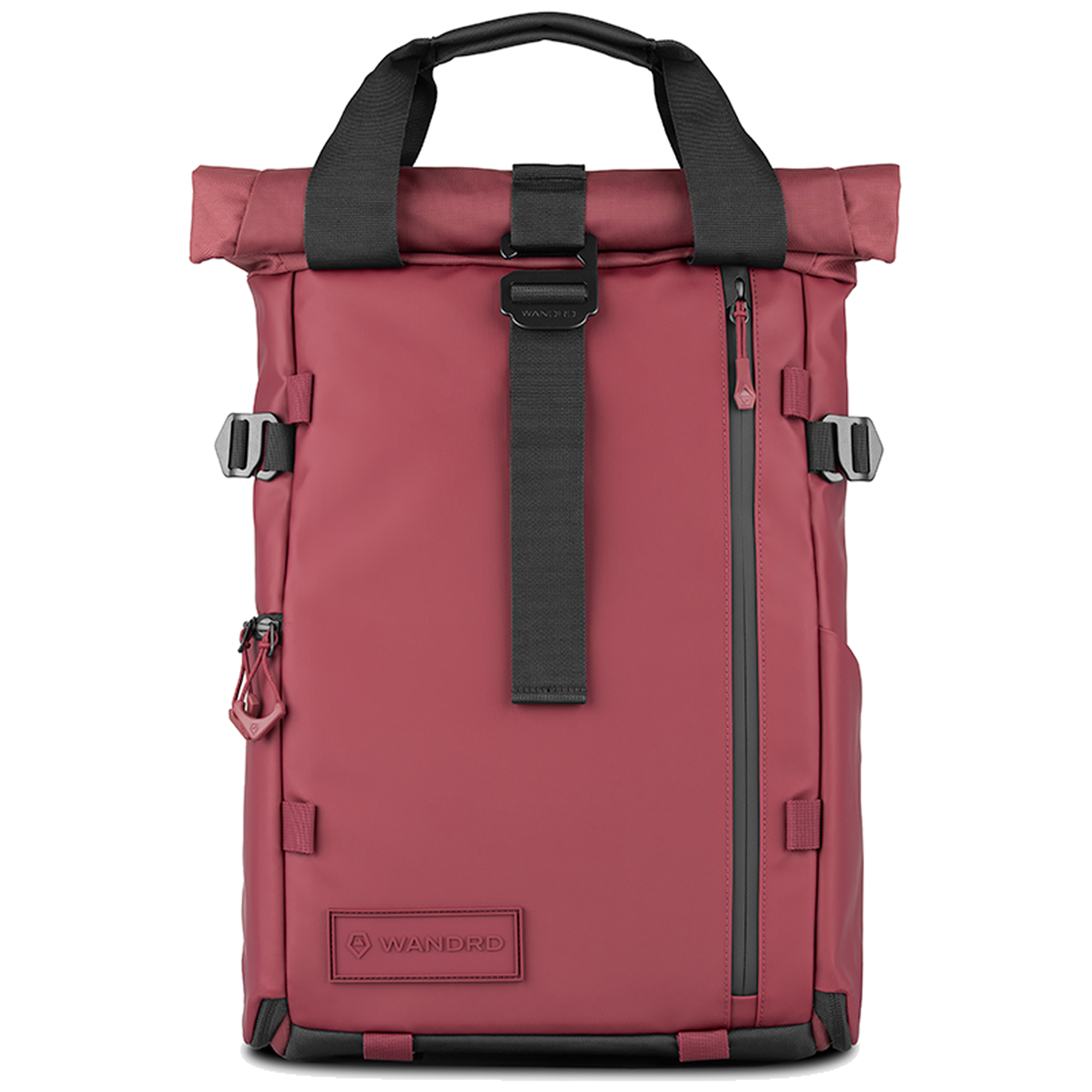 Wandrd Prvke 15L photo bundle bag in burgundy, front view showcasing durable design and spacious compartments for video equipment.