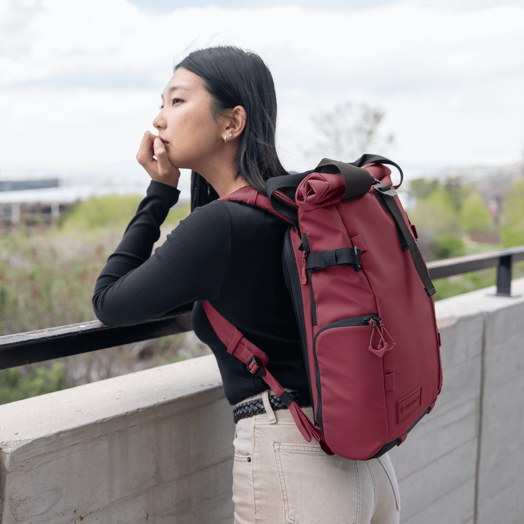 Wandrd Prvke 15L photo bundle with camera gear and accessories in a lifestyle setting, showcasing the versatile video equipment bag.