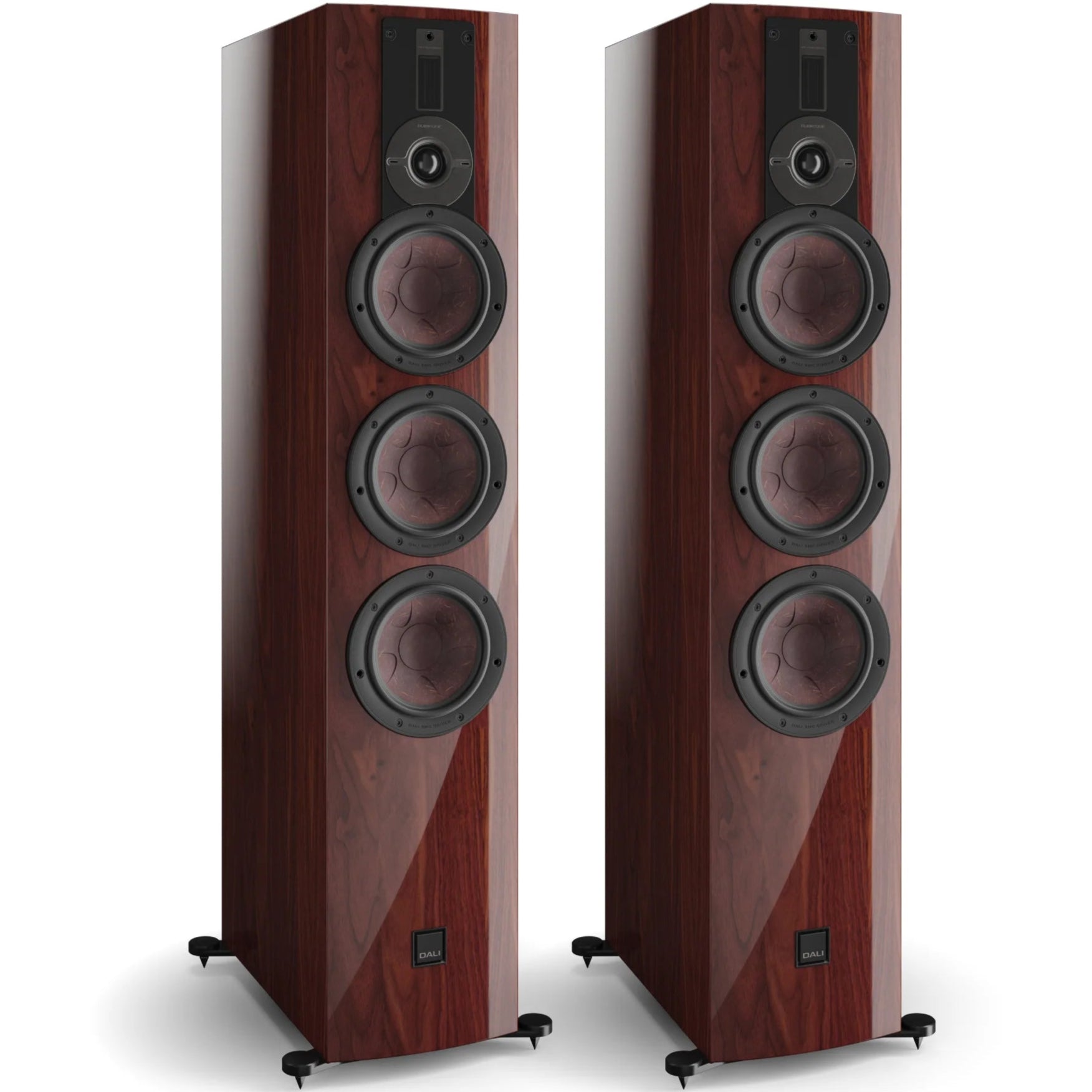 DALI Rubikore 8 passive floorstanding speaker showcasing sleek black design and premium audio components.