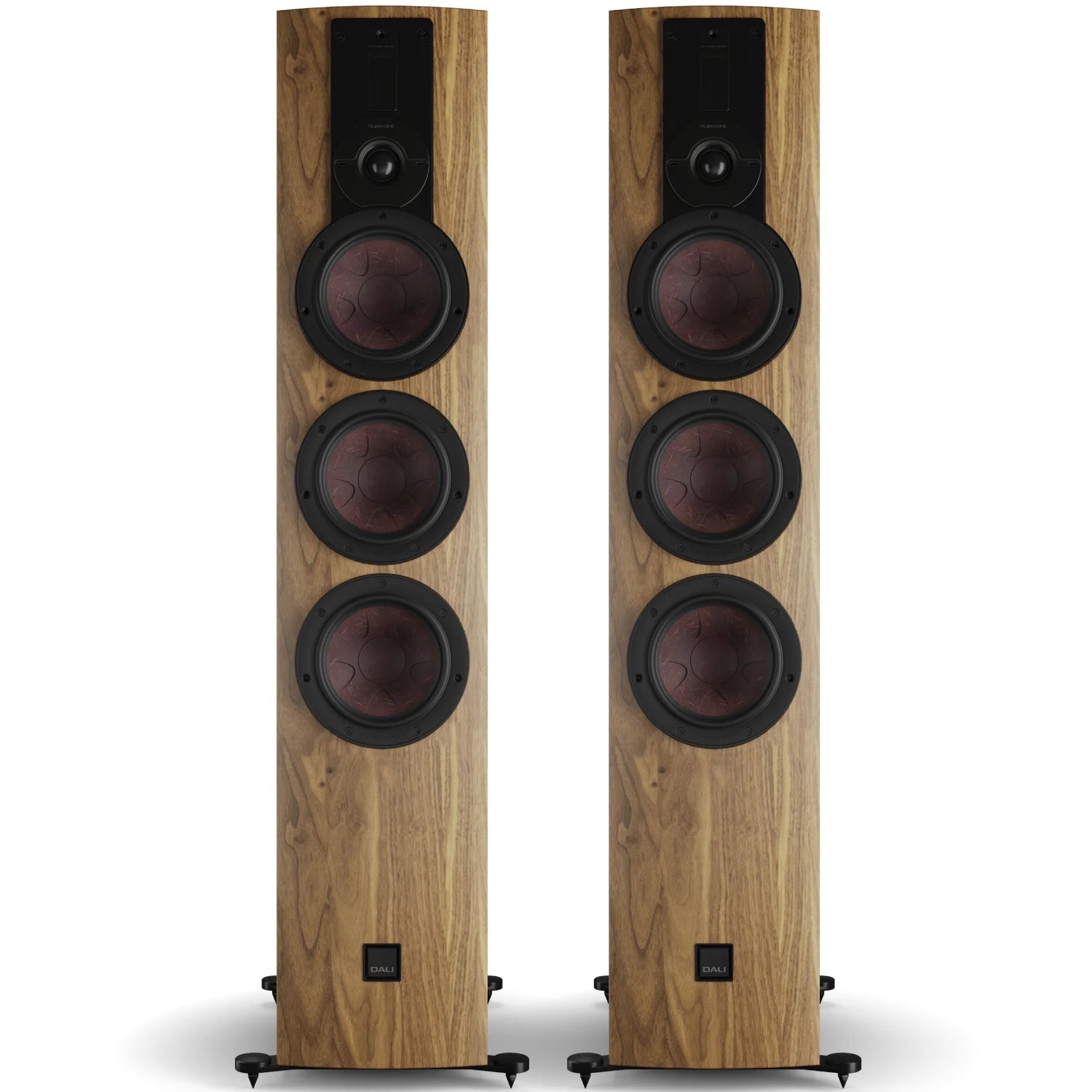 DALI Rubikore 8 passive floorstanding speaker showcasing a sleek black speaker with a modern design and high-quality build.