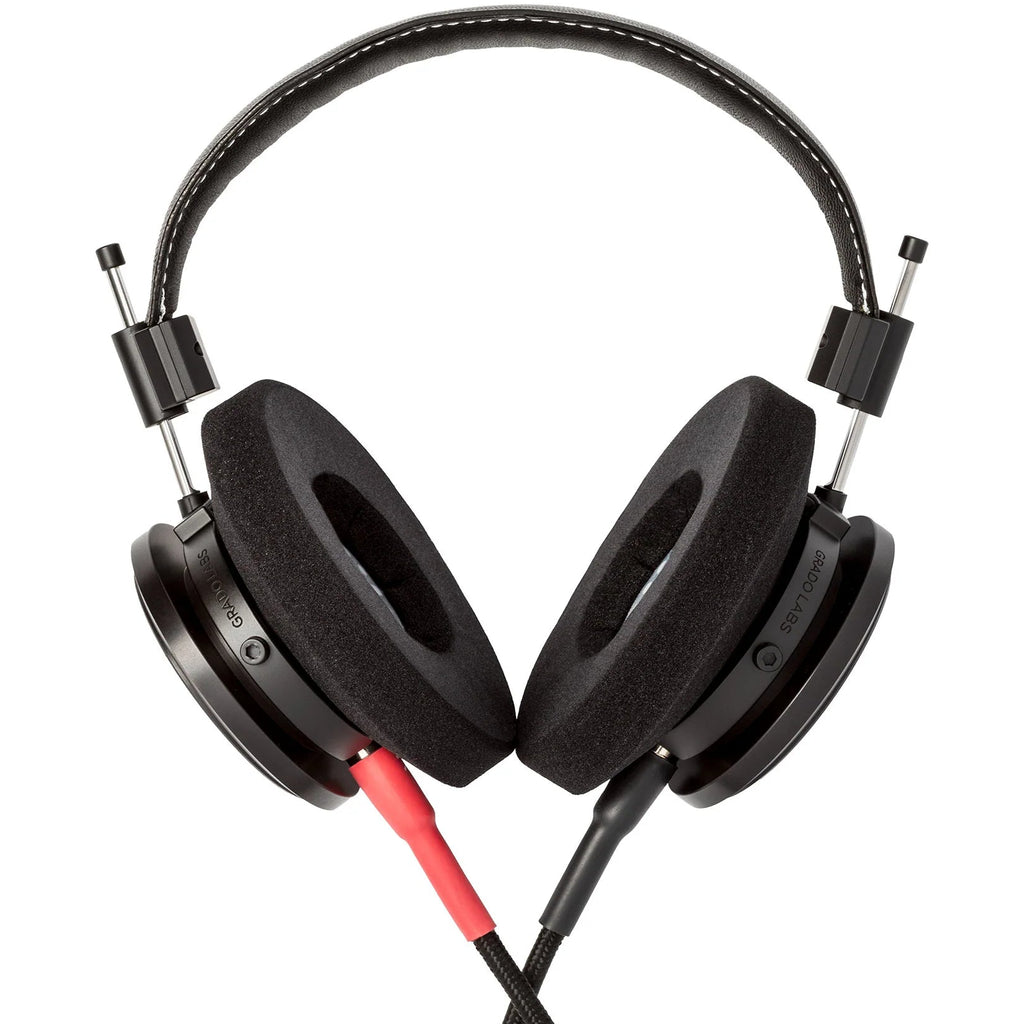 Close-up of Grado Signature S750 wired headphones with sleek design and cushioned ear cups, showcasing premium audio quality.