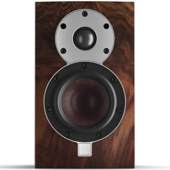 DALI Dali Menuet SE passive bookshelf speakers with black finish, compact design, and front-facing speaker drivers.
