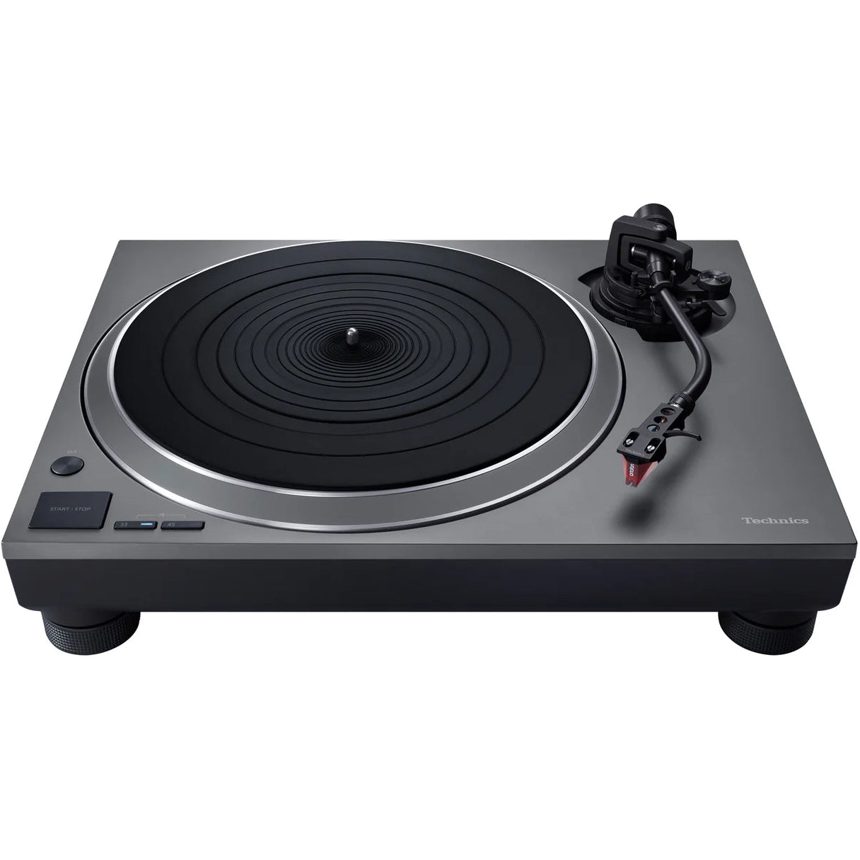 Technics SL-1500CS turntable with sleek design, tonearm, and platter for high-quality vinyl listening.