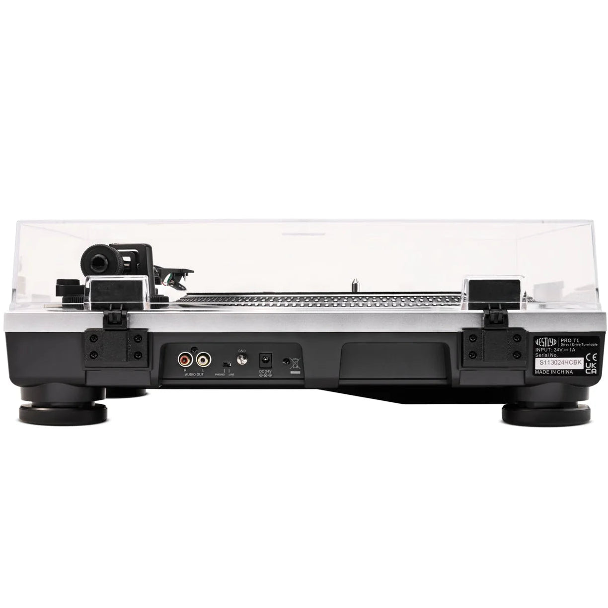 Vestlyd Vestlyd Pro T1 DJ turntables with sleek black finish and professional controls, ready for mixing and scratching.