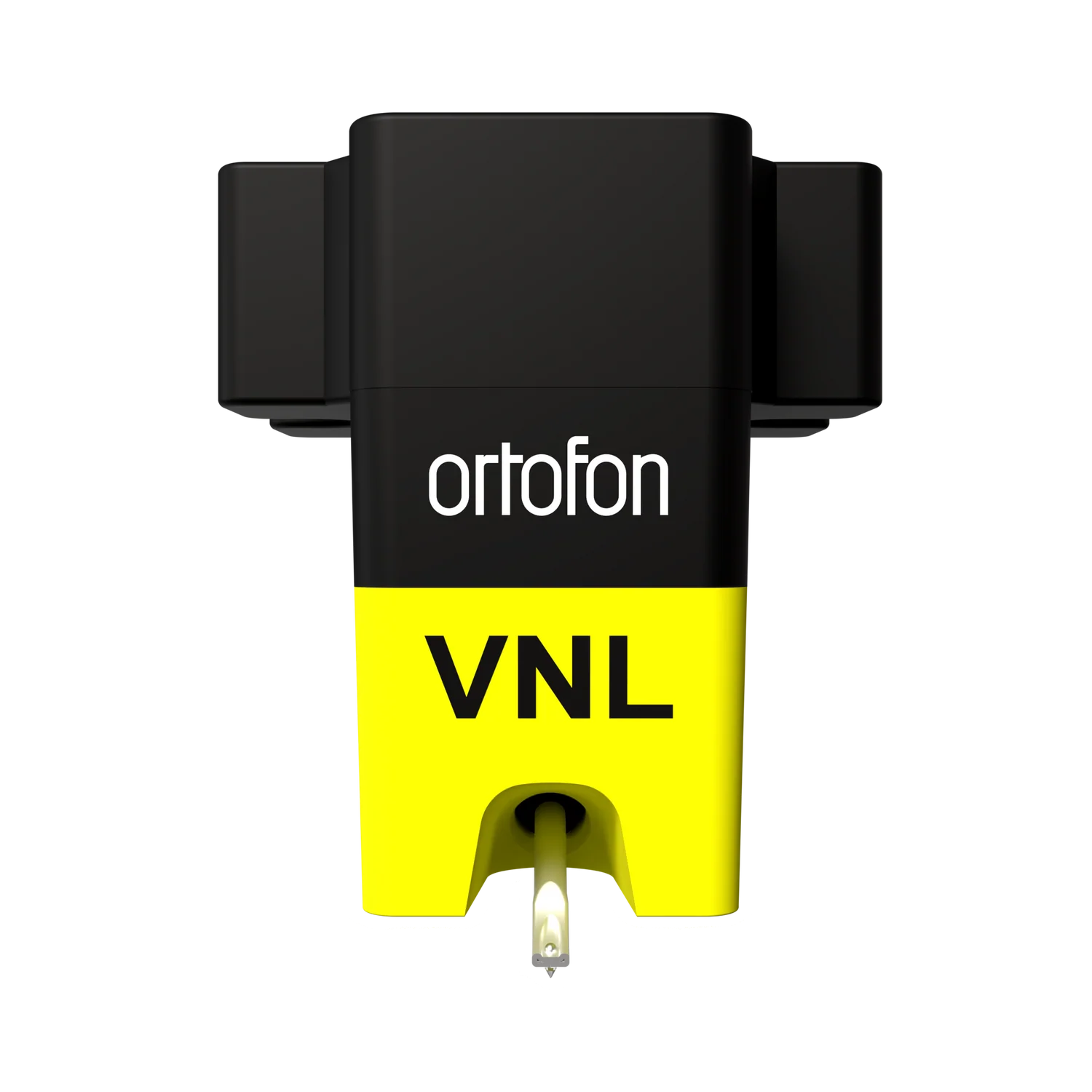 Ortofon VNL DANCE turntable cartridge mounted on a turntable, showcasing its front view and design features.