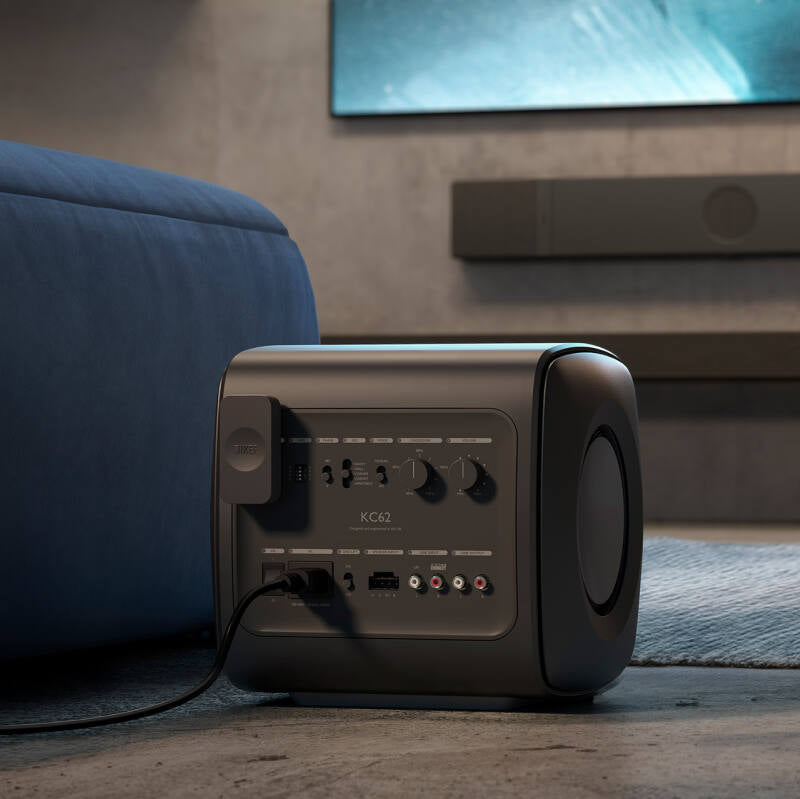 KEF KW2 RX soundbar with sleek slate finish, modern TV speaker designed for high-quality home audio.