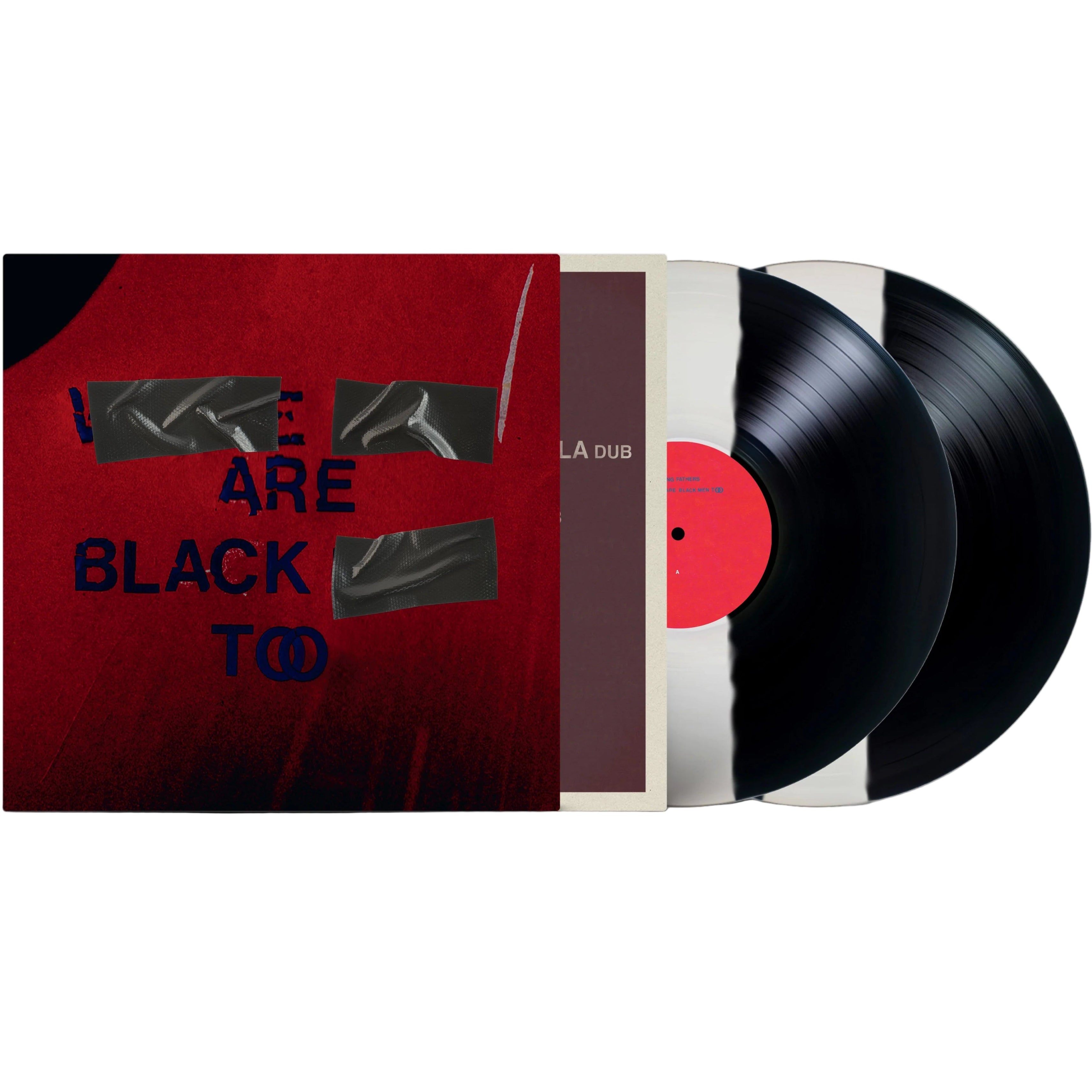 Young Fathers White Men Are Black Men Too vinyl 2LP album cover featuring white line on black background, in a rock/indie style.