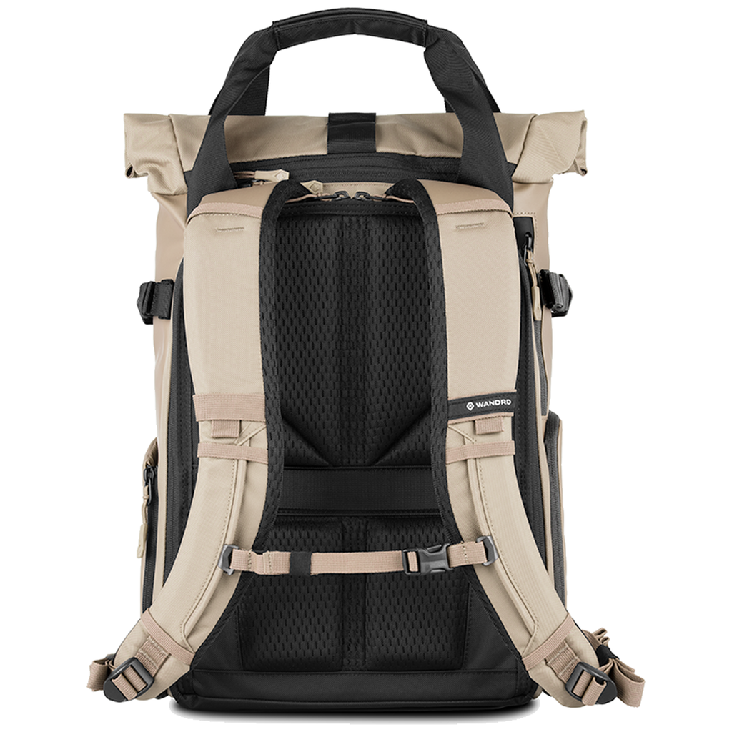 YumaTan Wandrd Prvke 15L photo bundle video equipment bag with multiple compartments and padded straps, showing the back view.