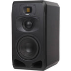 Adam Audio S3V mid-field and main studio monitors, showing the sleek black speaker with control knobs and front grille.