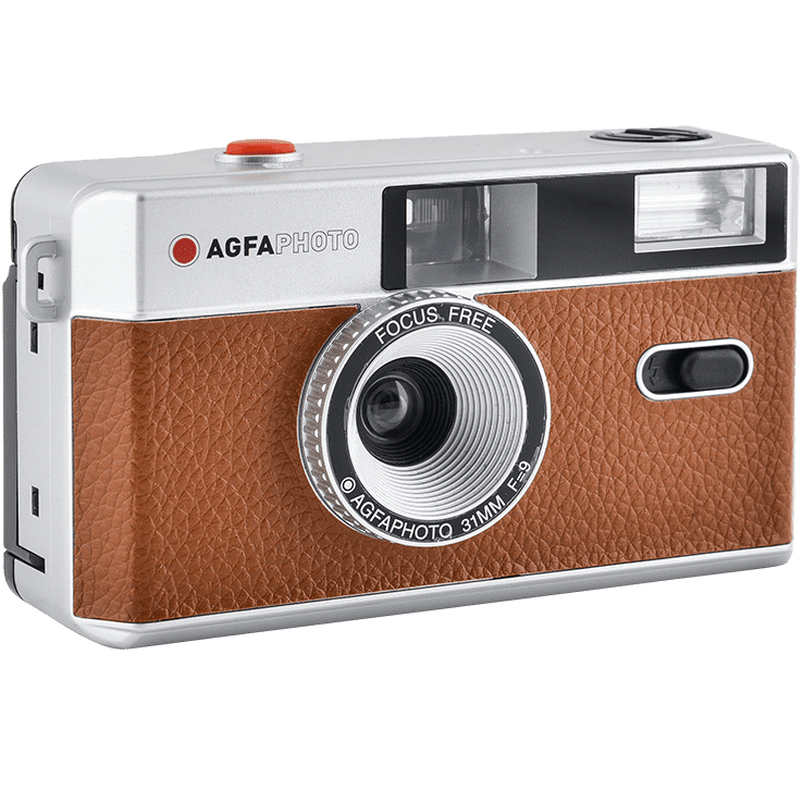 AgfaPhoto Reusable Compact Camera for instant film photography, featuring a sleek design and easy-to-use controls.