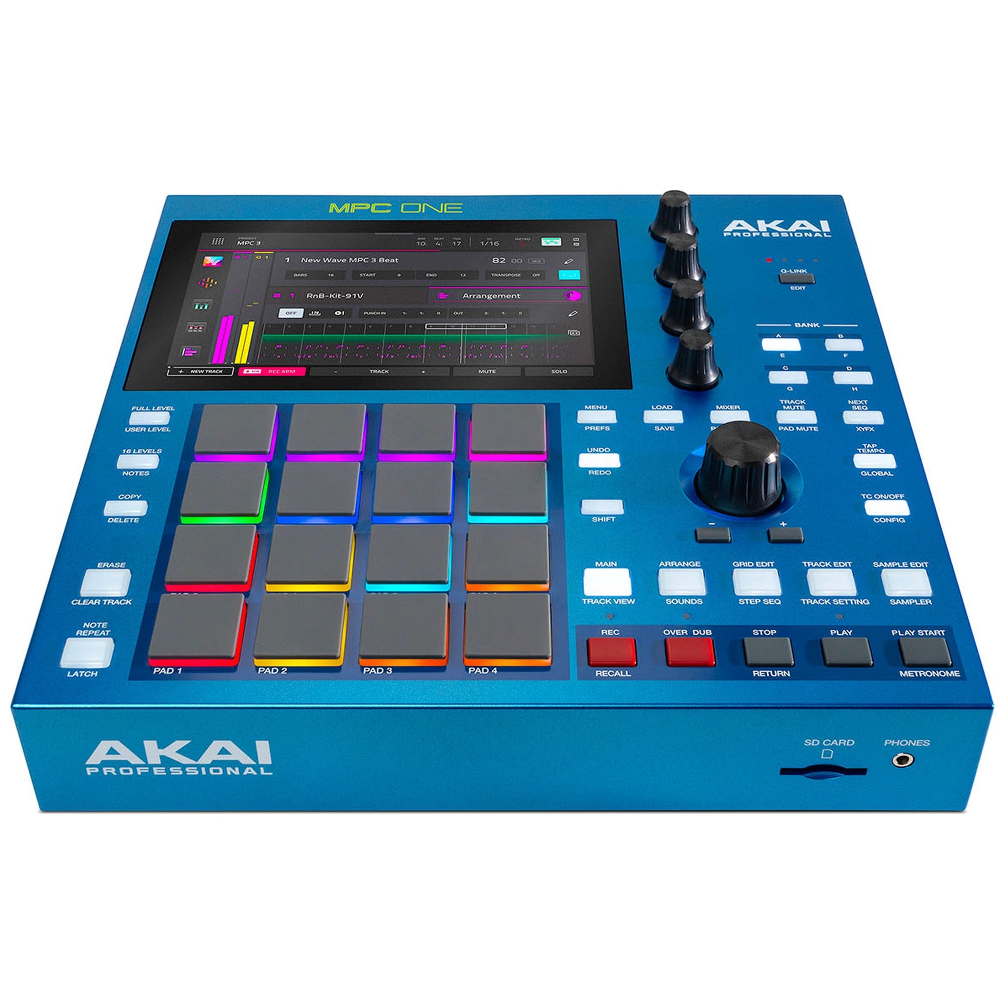 Akai Professional MPC One G2, front three-quarter view in blue