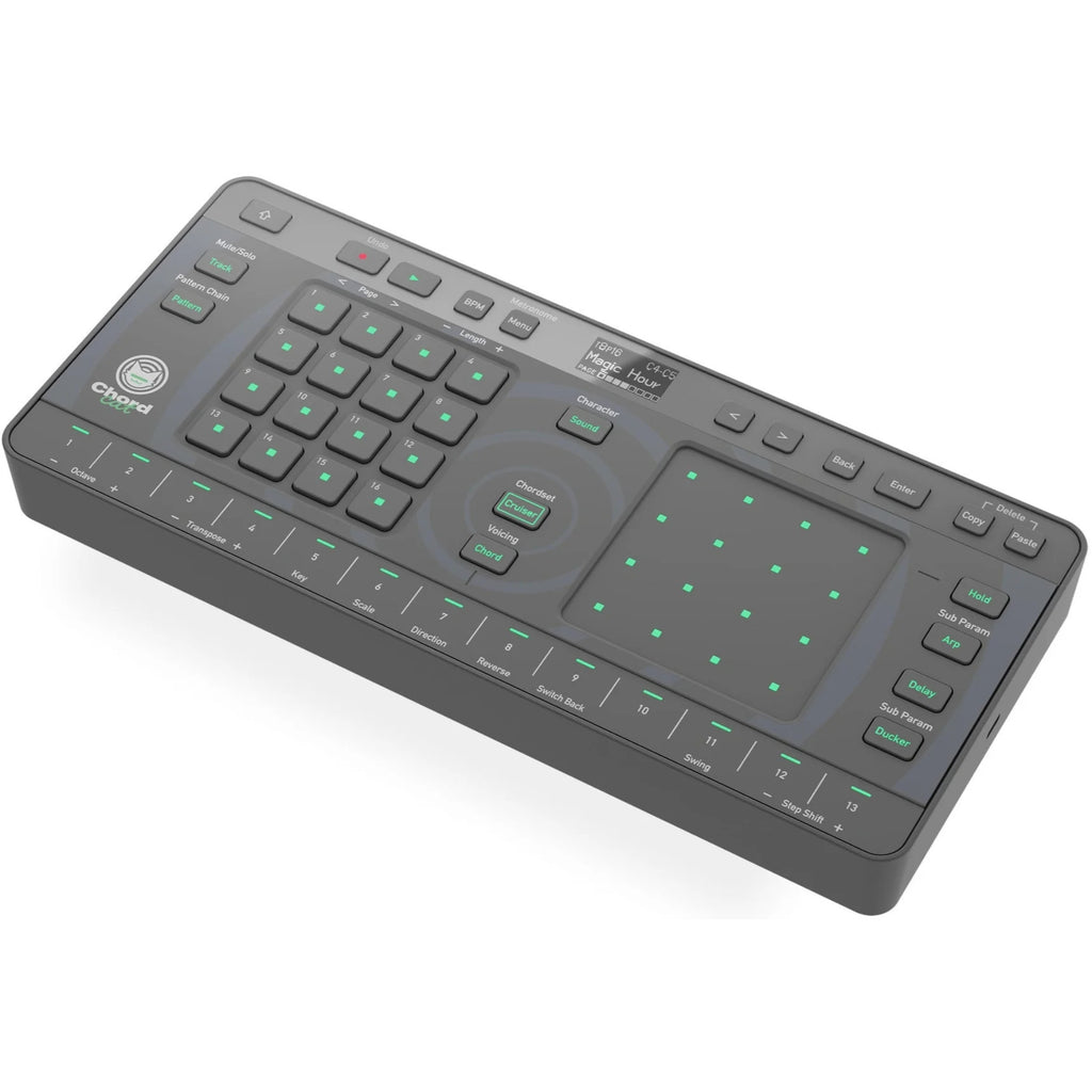 AlphaTheta ChordCat DJ pad controller, device angled top view.