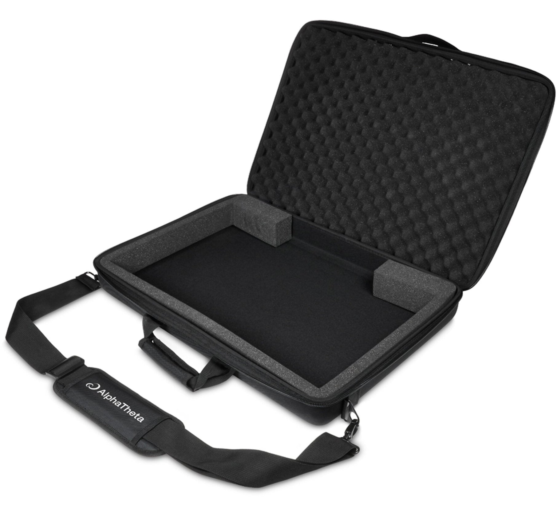 AlphaTheta Omnis-Duo DJ hard case bag with padded compartments and sturdy handles for DJ equipment protection.