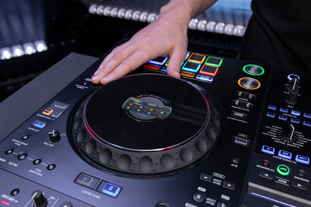 AlphaTheta XDJ-AZ all-in-one DJ system, in use