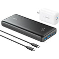 Anker PowerCore III 25600mAh black portable power bank with multiple charging ports for smartphones and devices.