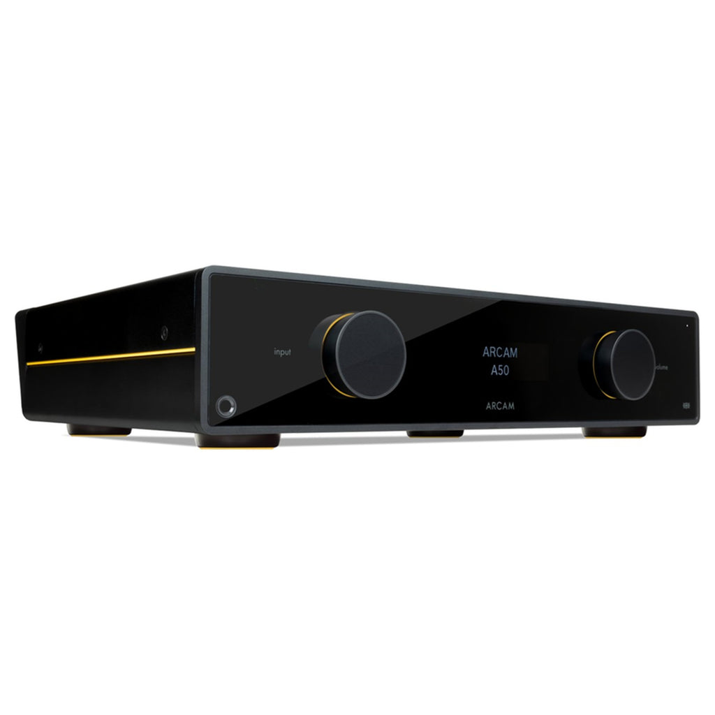 Arcam A50 Signature integrated amplifier front three-quarter