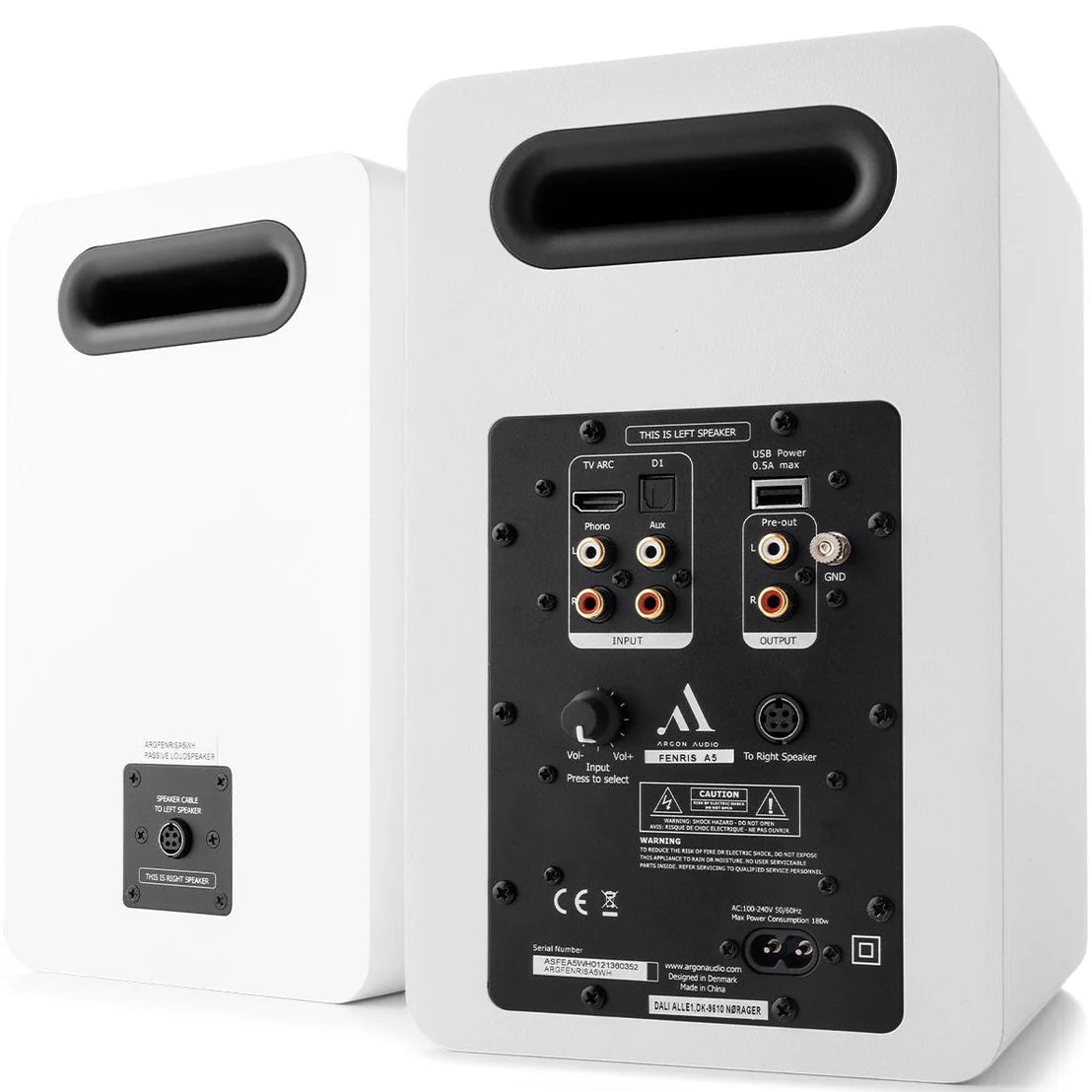 Argon Audio Fenris A5 active bookshelf speakers, angle